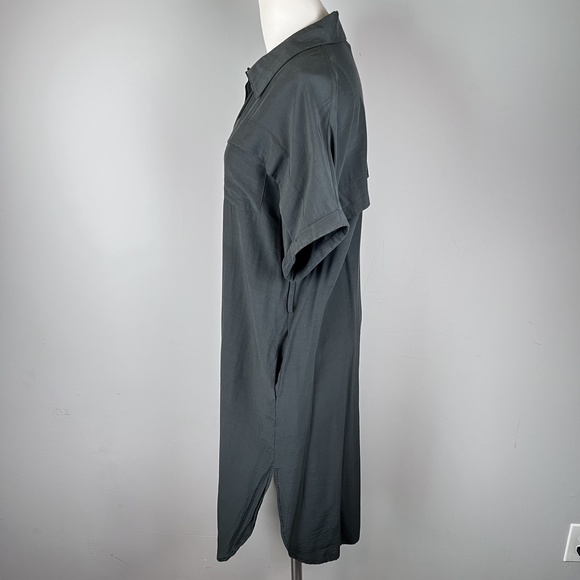 Flawless, Midi Charcoal Button Down Black Dress, Small - Picture 9 of 13